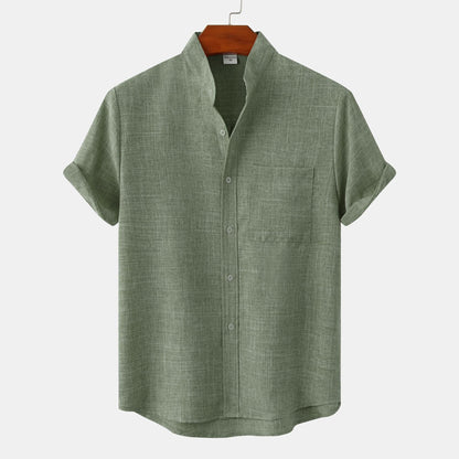 Chemise homme manches courtes col mao moderne
