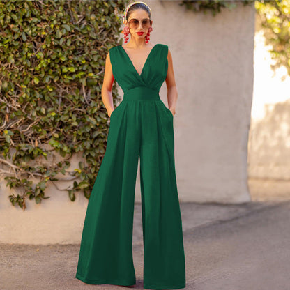 Combinaison élégante Femme Col V Large Jambe