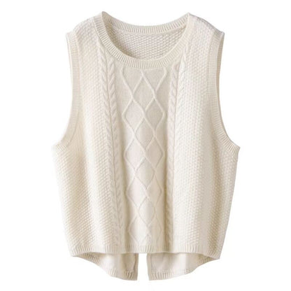 Gilet en maille sans manches pour femme Motif torsadé Style moderne