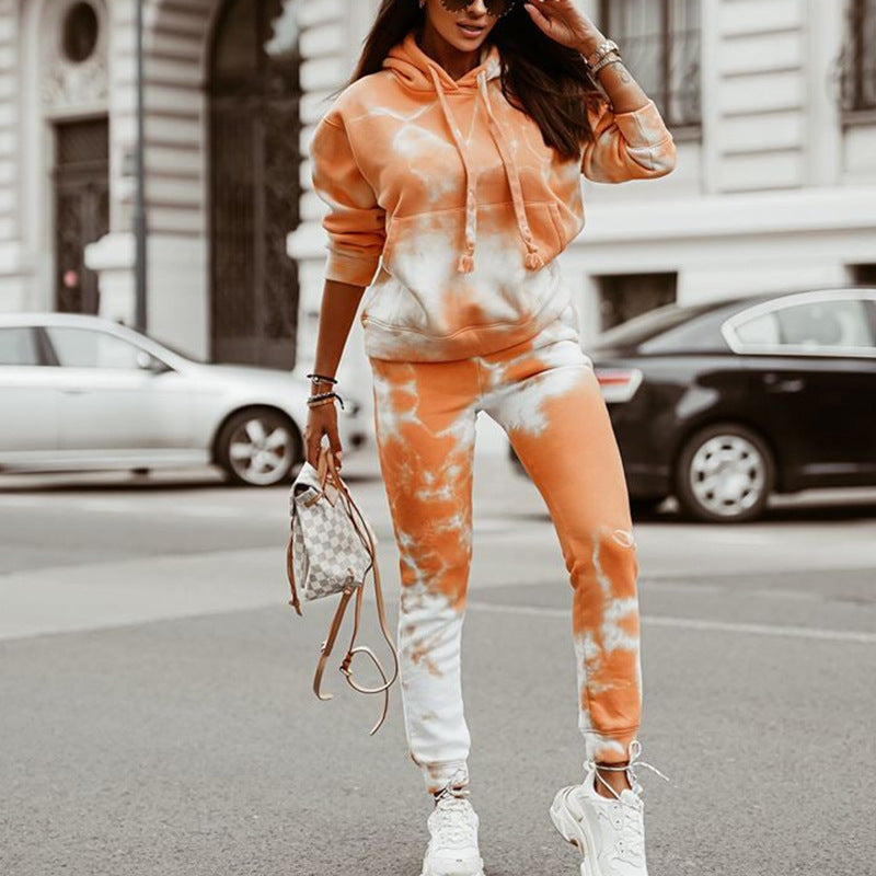 Ensemble de jogging décontracté pour femme style tie-dye