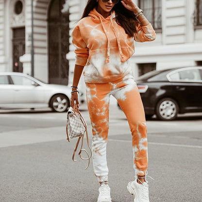 Ensemble de jogging décontracté pour femme style tie-dye