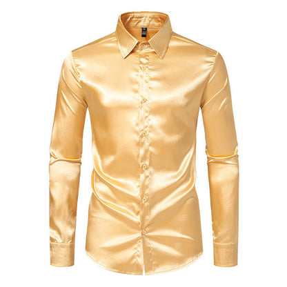 Chemise élégante en satin brillant pour homme