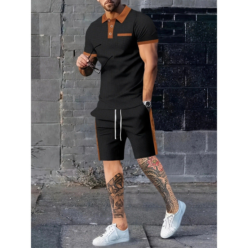 Ensemble polo et short homme design contrasté sportif