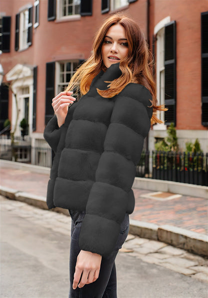 Veste d'hiver femme rembourrage duvet col montant