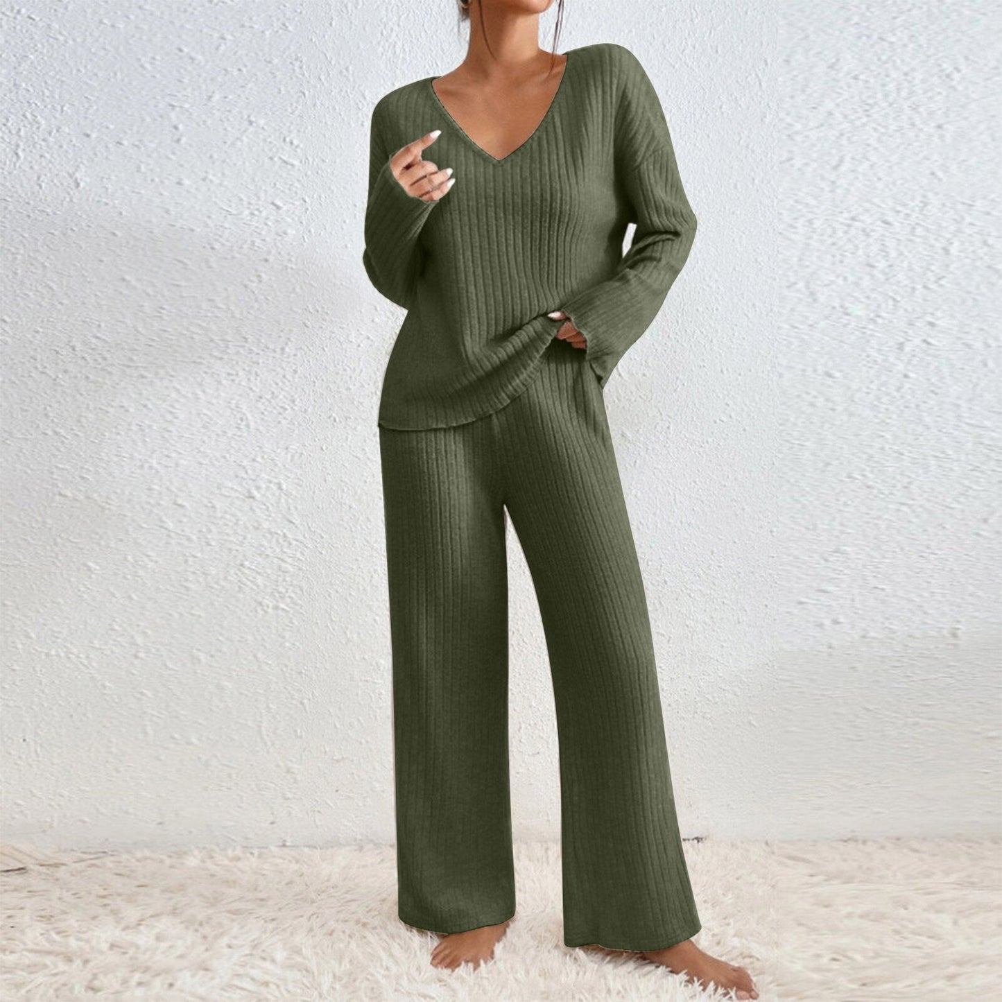Ensemble de détente tricoté confortable pour femmes, design moderne