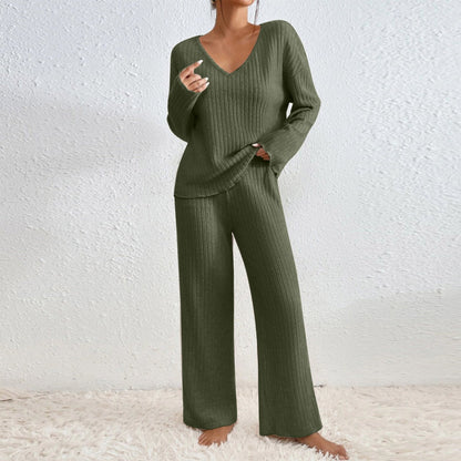 Ensemble de détente tricoté confortable pour femmes, design moderne
