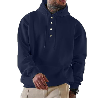 Sweat-shirt à capuche pour homme Tendance Boutonnage Pratique