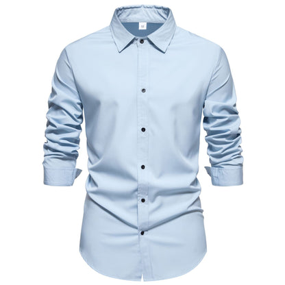 Chemise homme manches longues en coton coupe moderne