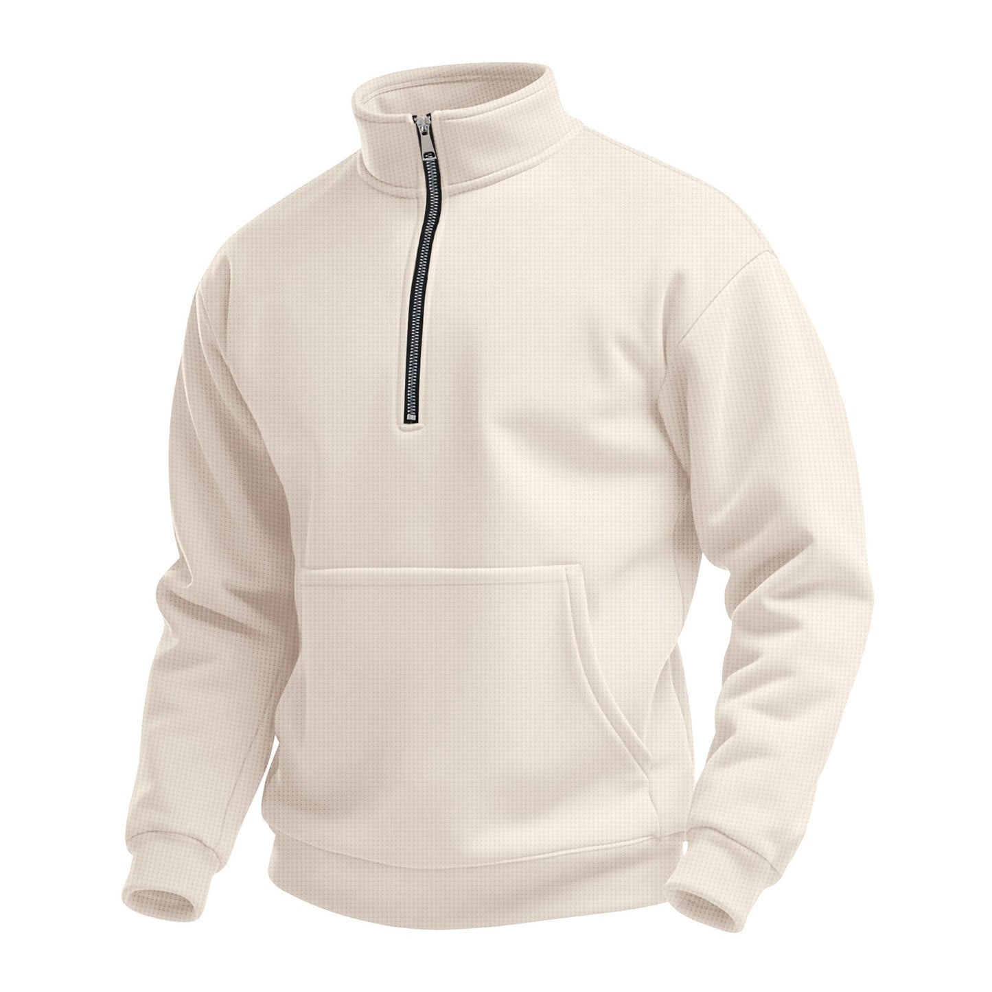 Chandail polaire pour hommes, col montant, poche kangourou, pratique