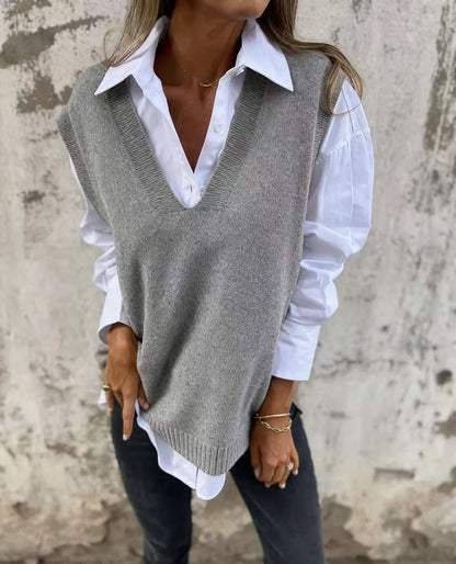 Pull pour femme décontracté col V style casual