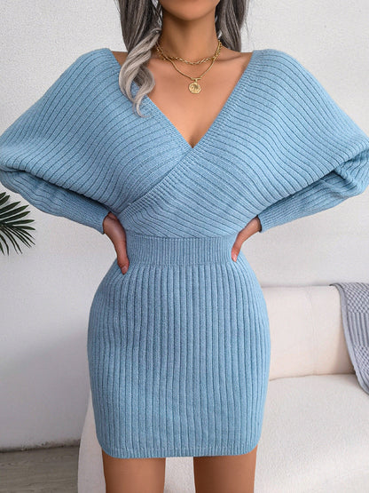 Robe courte d'été pour femme à col en V