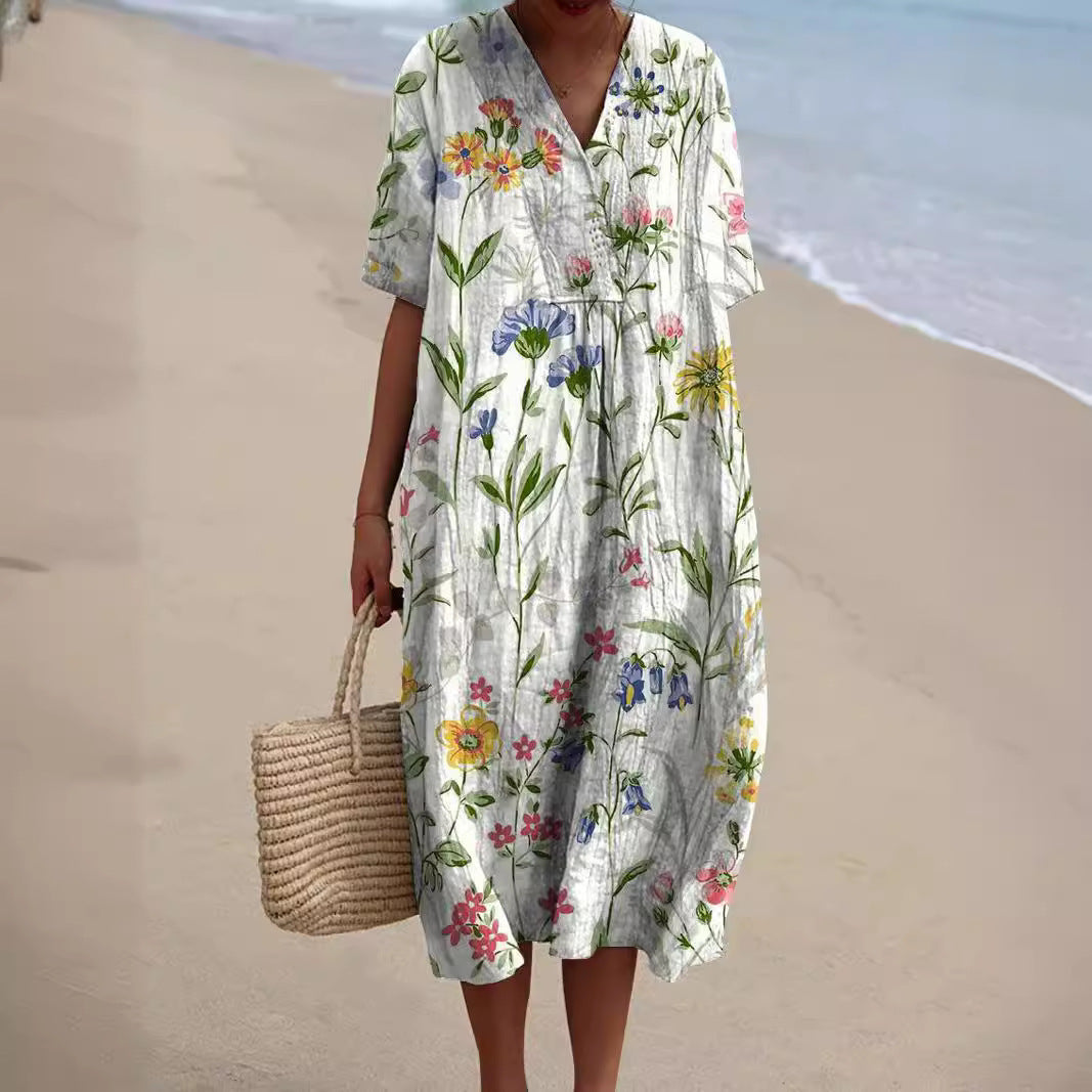 Robe d'été motif floral coloré pour femme