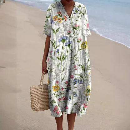 Robe d'été motif floral coloré pour femme