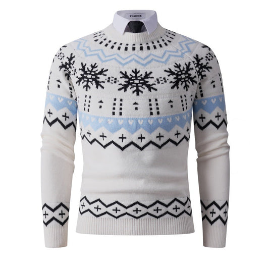 Herren Strickpullover Winter Trend Schneemuster Design - IdealeKleiden