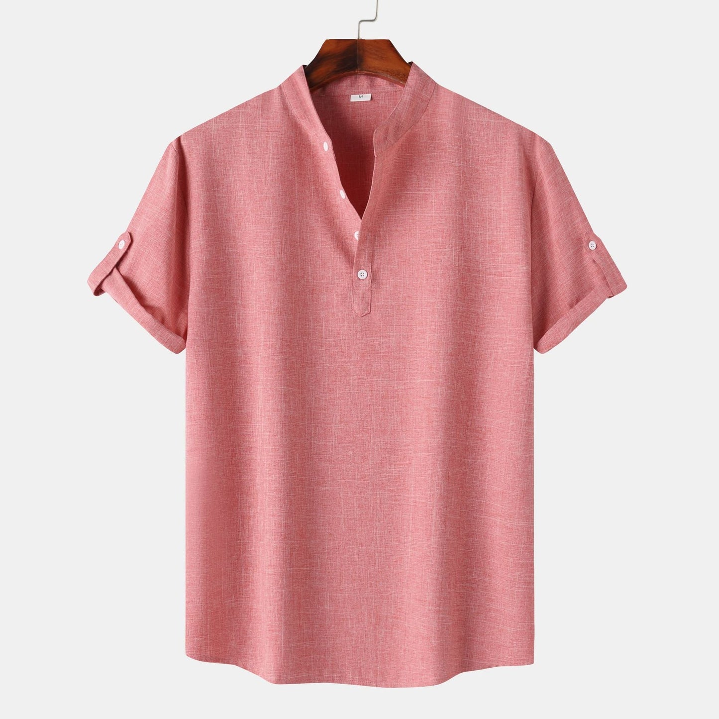 Chemise à manches courtes pour homme, style Henley moderne