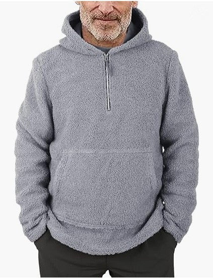 Pull polaire pour hommes, douillet, conception demi-zip