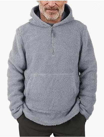 Pull polaire pour hommes, douillet, conception demi-zip