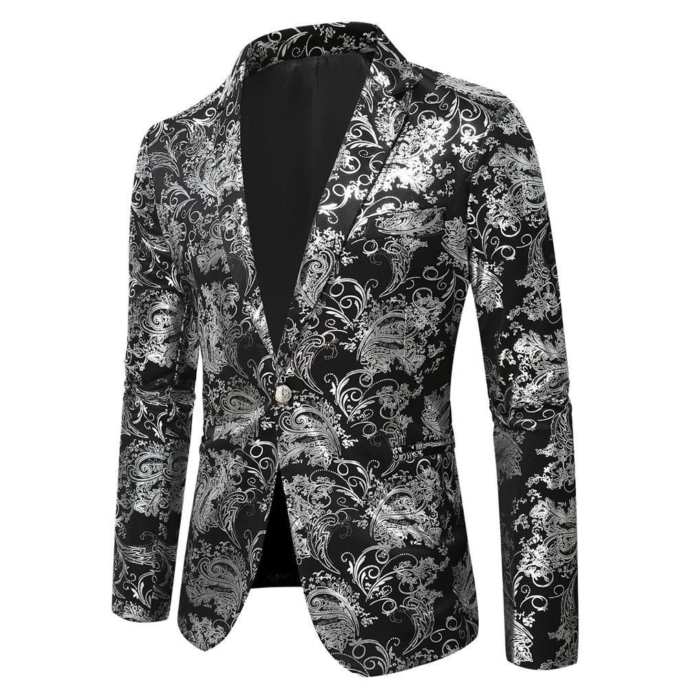 Blazer homme élégant à motifs dorés Slim Fit