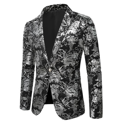 Blazer homme élégant à motifs dorés Slim Fit