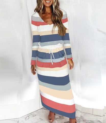 Robe d'été femme col V robe de plage avec poches