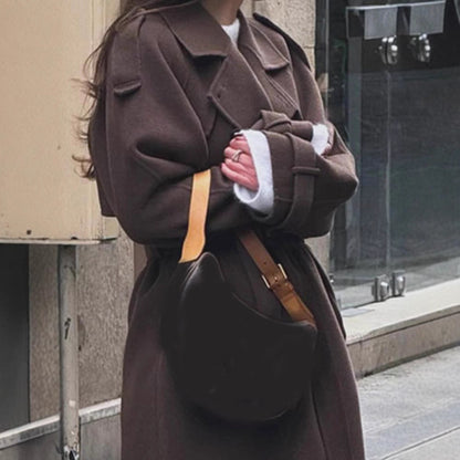 Manteau d'hiver femme oversize élégant avec poches
