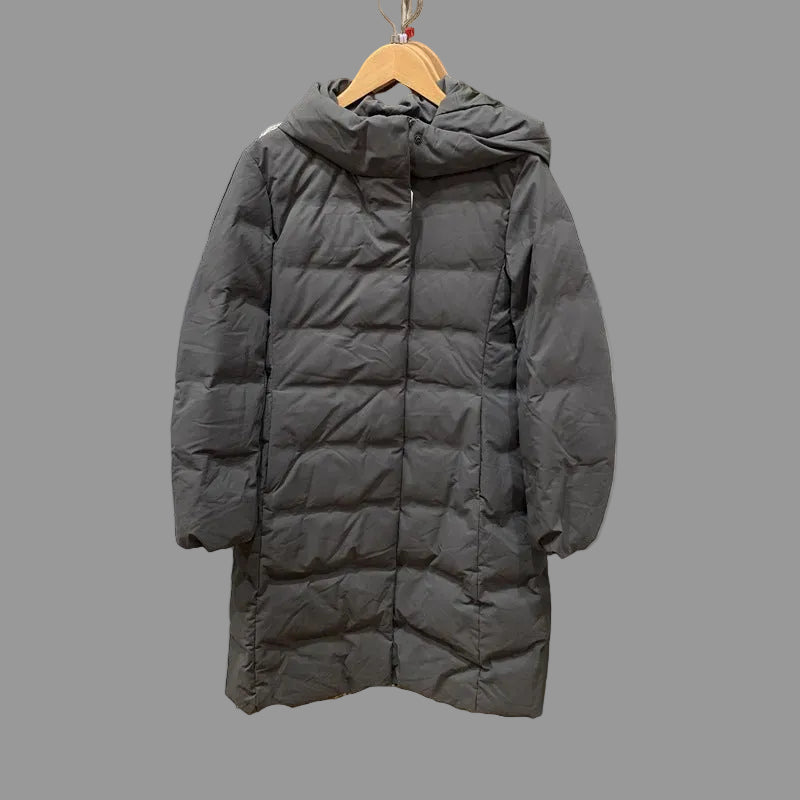 Manteau d'hiver long à manches longues pour femme avec doublure