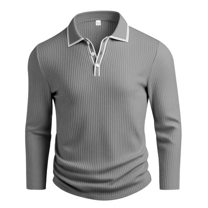 Polo à manches longues élégant homme texturé