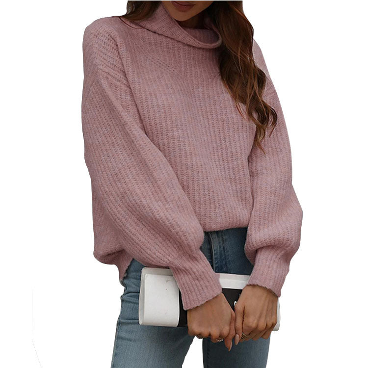 Pull Femme Ample Col Roulé Tendance Oversize