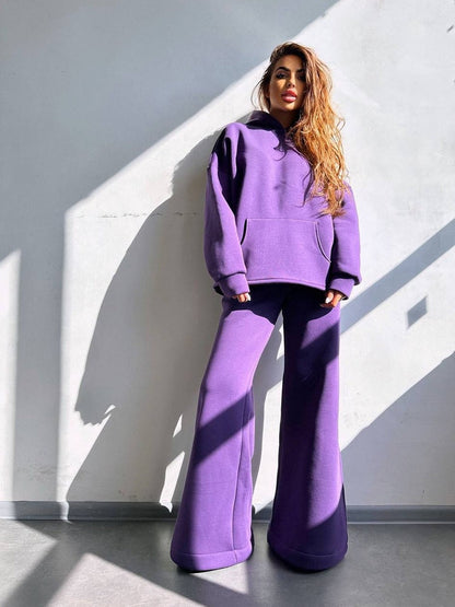 Ensemble Sweat à capuche oversize et jogging large femme