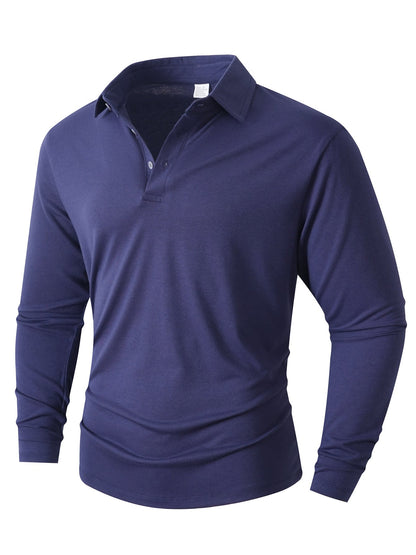 Polo à manches longues pour hommes, coupe ajustée moderne