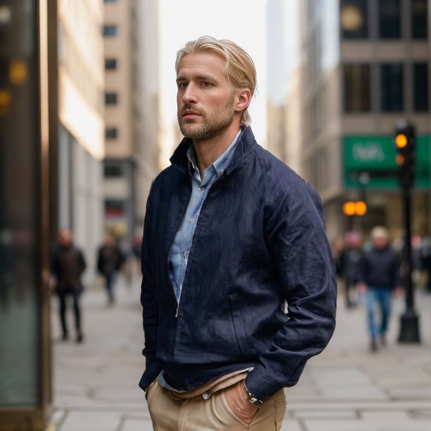 Veste mi-saison homme légère col montant moderne