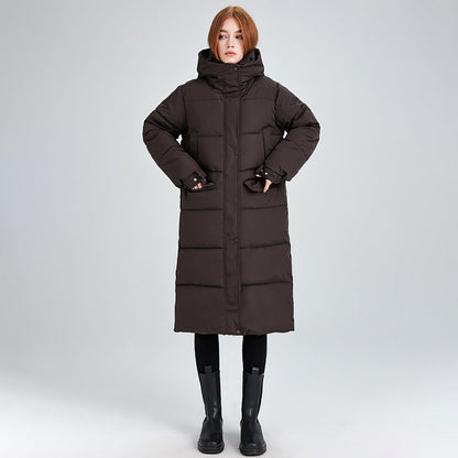 Veste d'hiver longue femme isolée à capuche chaude