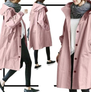 Manteau trench-coat oversize à capuche élégant pour femme