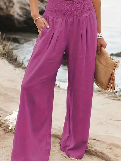 Pantalon ample en lin pour femme effet jupe-culotte