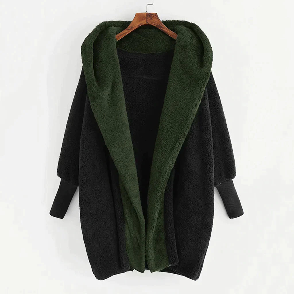 Cardigan-manteau ample et doux pour femmes avec capuche