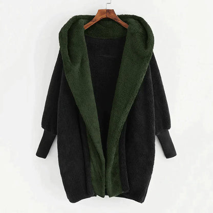 Cardigan-manteau ample et doux pour femmes avec capuche