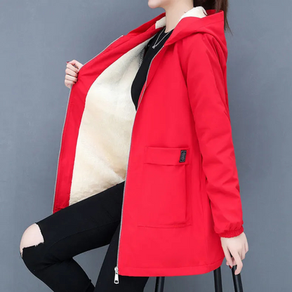 Veste d'hiver élégante pour femme avec capuche
