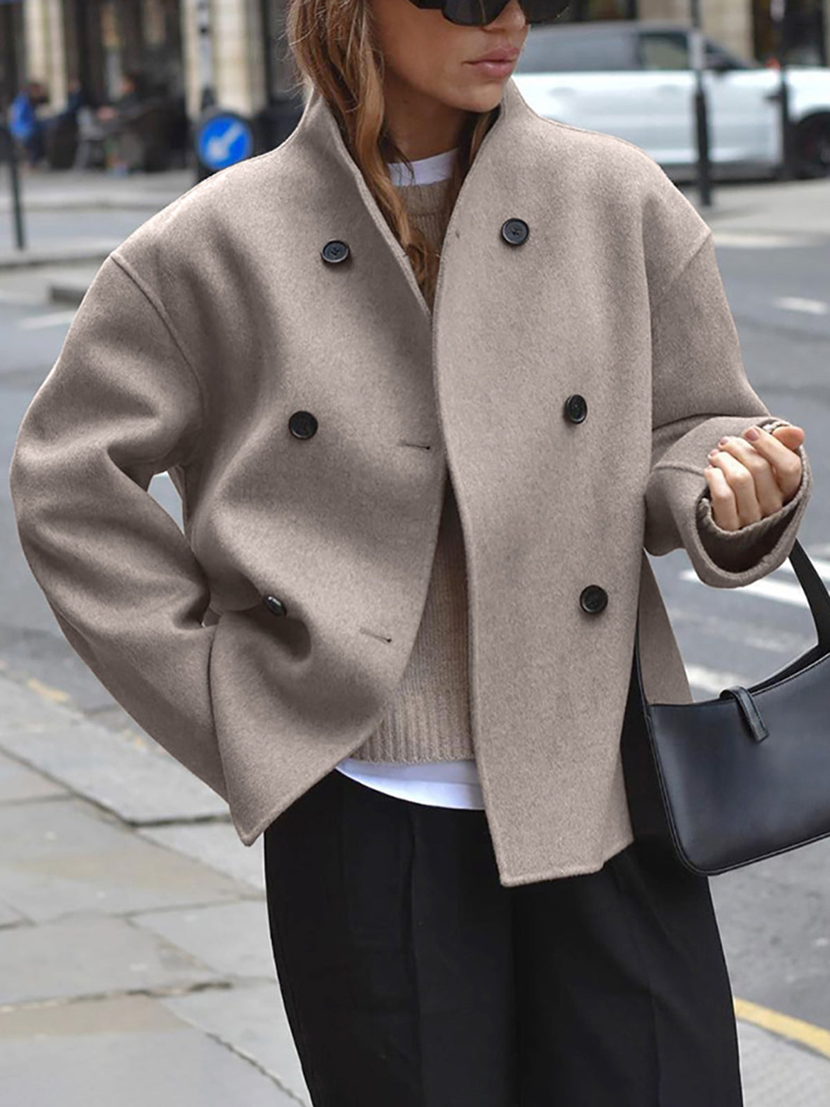 Élégant manteau classique à double boutonnage pour femme
