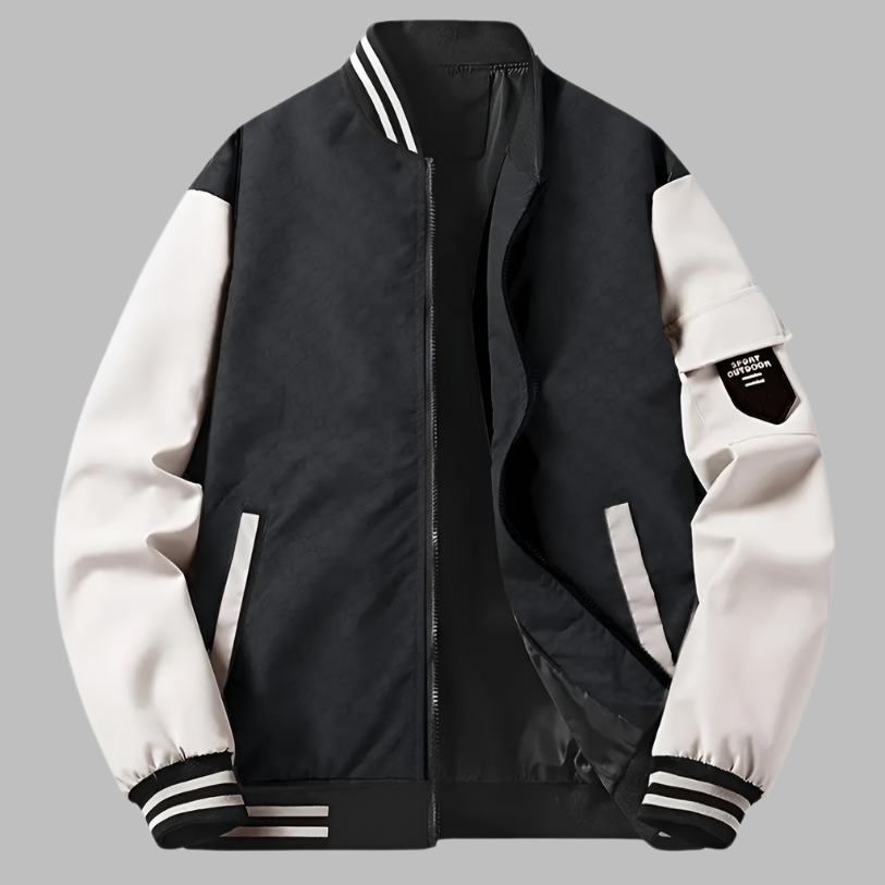 Blouson style décontracté aspect lisse contraste