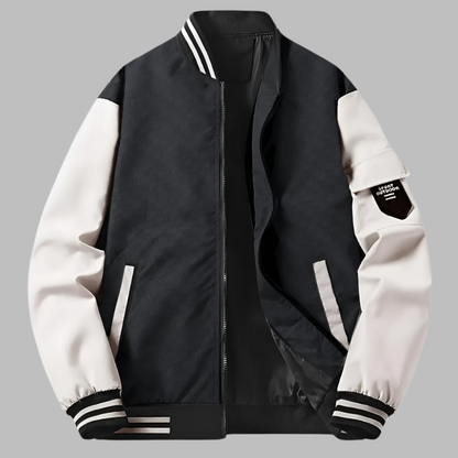 Blouson style décontracté aspect lisse contraste