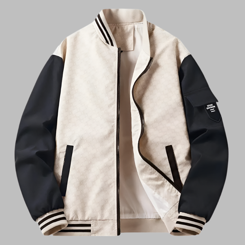 Bomberjacke Casual Style Glatte Optik Kontrast - IdealeKleiden