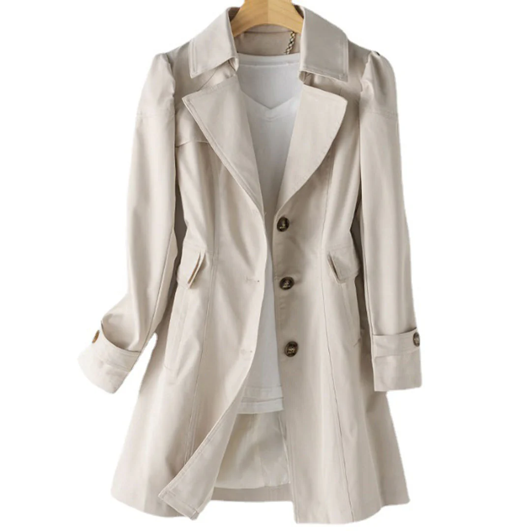 Manteau d'automne pour femme avec boutons et col