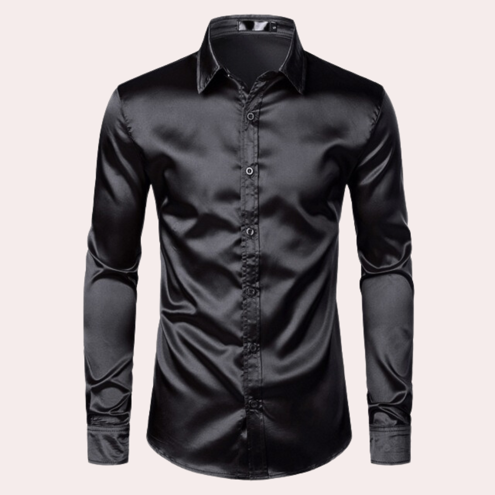 Herren Oberhemd Slim Fit Glänzend Blau - IdealeKleiden
