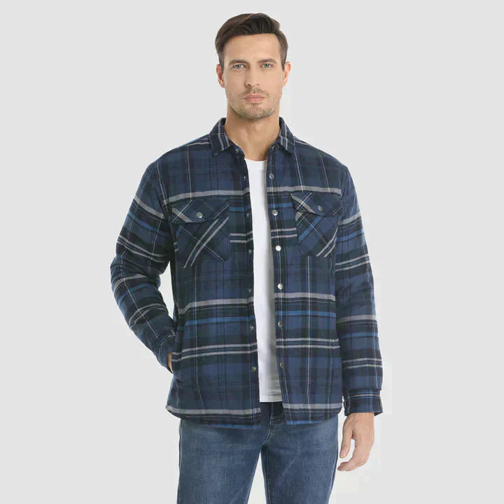Chemise à manches longues à carreaux pour hommes à boutons