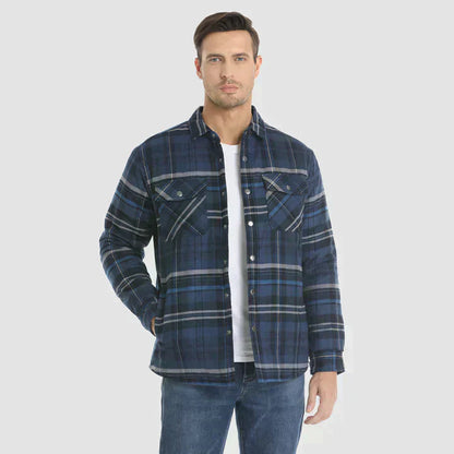 Chemise à manches longues à carreaux pour hommes à boutons