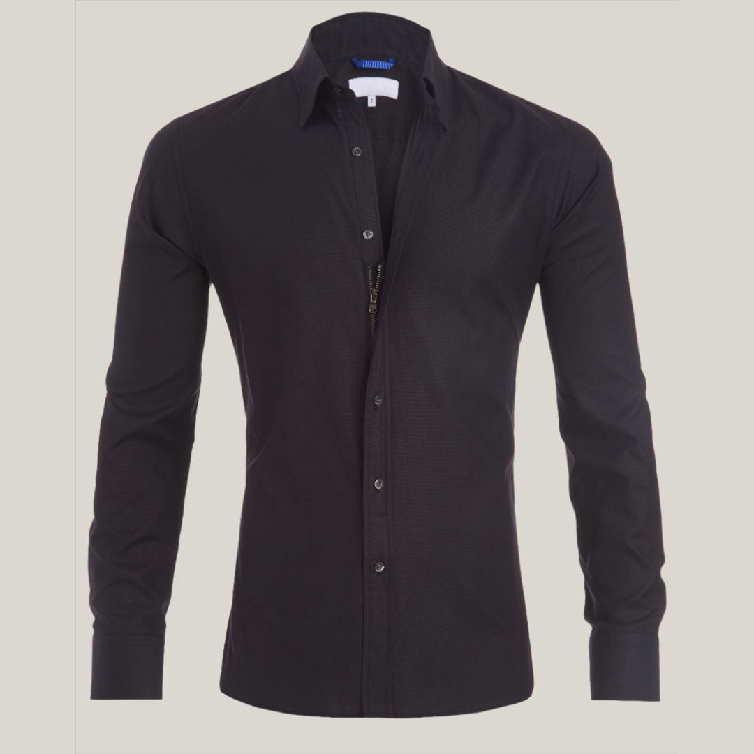 Chemise homme manches longues fermeture éclair moderne