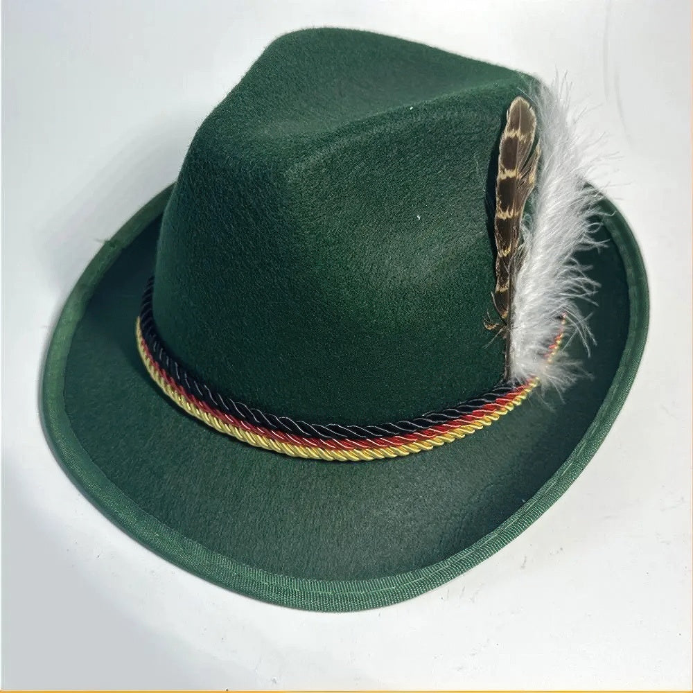 Chapeau de l'Oktoberfest Traditionnel Cuir Plume