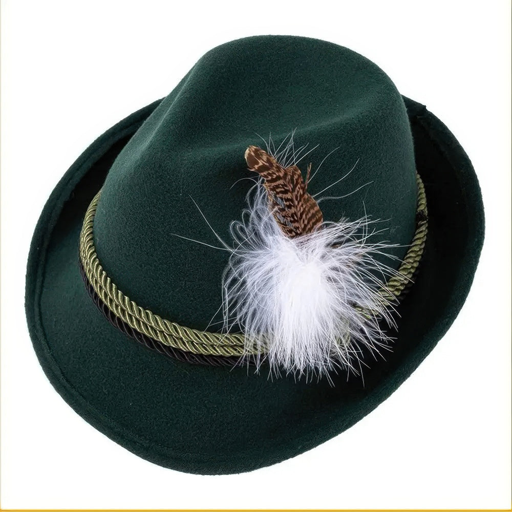 Chapeau de l'Oktoberfest Traditionnel Cuir Plume