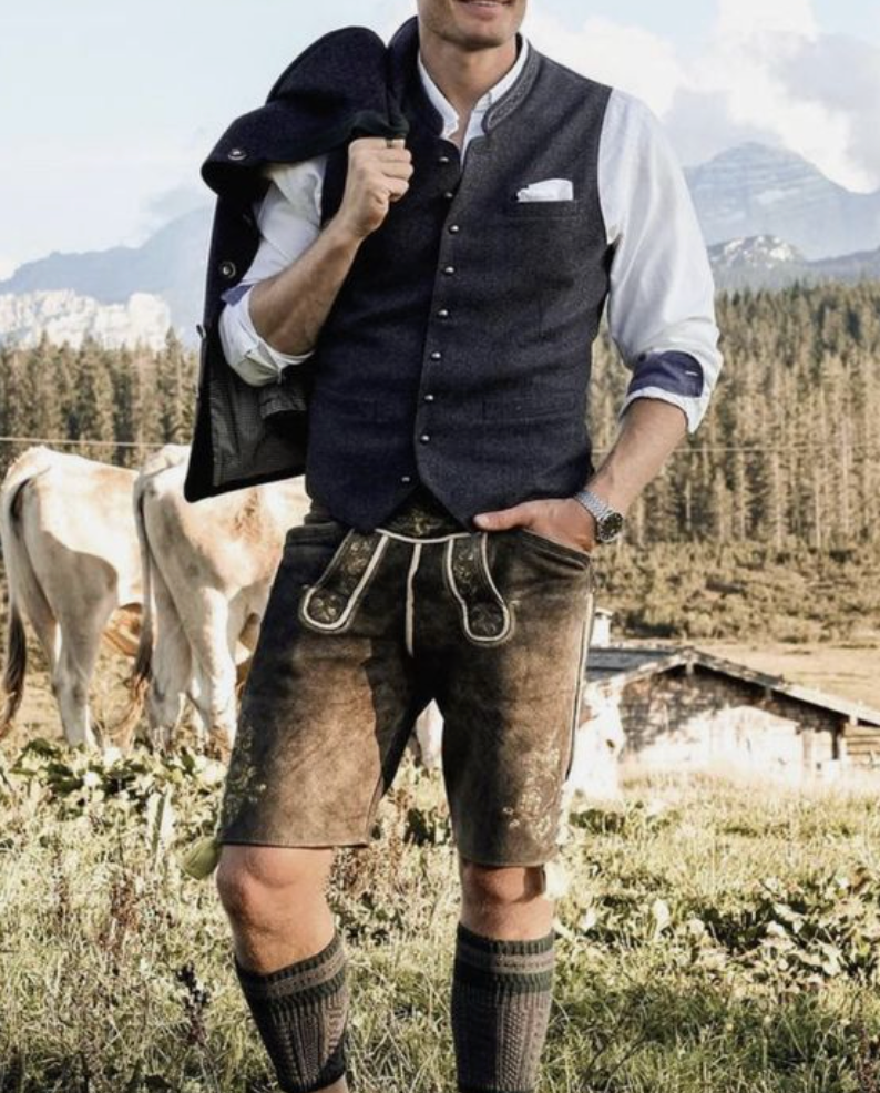 Oktoberfest Shorts Leder Braun Herren - IdealeKleiden