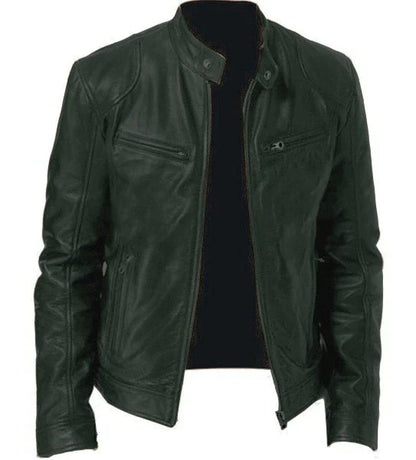 Blouson en cuir pour hommes élégant et coupe-vent
